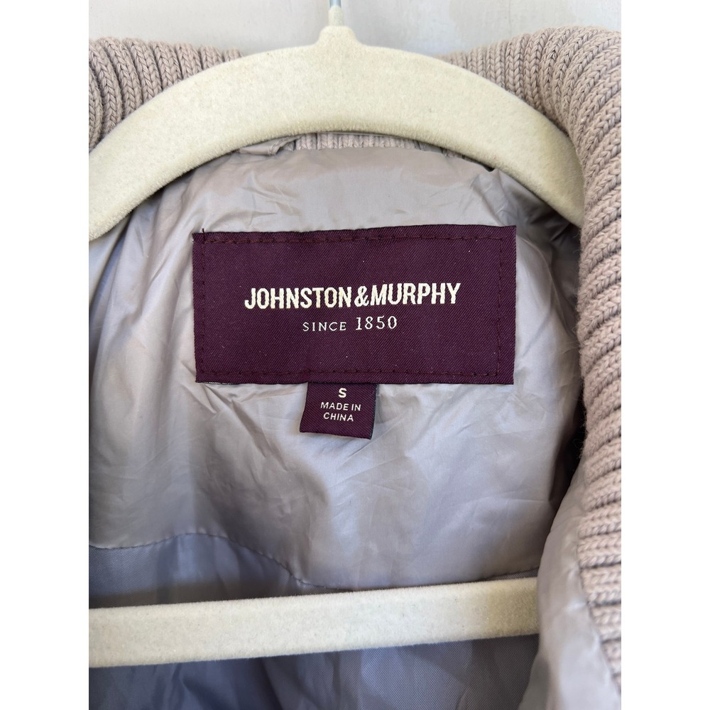 Johnston & Murphy Quilted Knit Zip Vest Women's Size S Beige Gray Puffer - Picture 2 of 8
